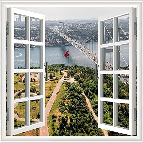 Pencere Poster Duvar Kağıdı İstanbul Köprü Yapışkanlı Sticker ürün görseli 1