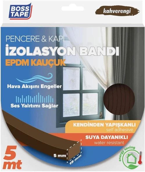 Tape Epdm Kauçuk Pencere Kapi Izolasyon Bandi, 5Mm X 15Mm X 5Mt Boyut, Kahverengi ürün görseli 1