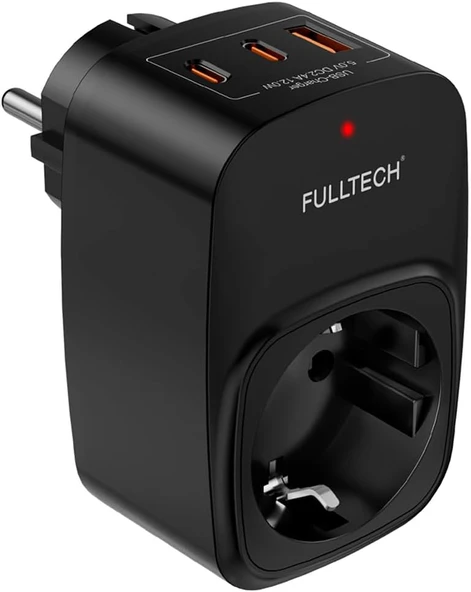 Akım Korumalı Priz, Tekli Priz, Usb’Li Priz Type-C Priz, Priz Çoklayıcı, Voltaj Korumalı Priz, 16A 3680W Duvar Tipi (Si̇yah) ürün görseli 1