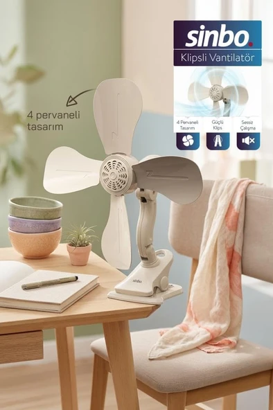 Sinbo Sf-7706 Klipsli Vantilatör 10W Taşınabilir Mini Fan Sessiz Masa Tipi Fan ürün görseli 1