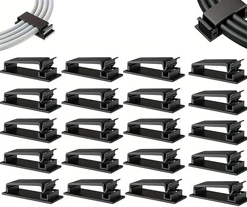 20 Adet Kablo Düzenleyici Klips – Güçlü Kendinden Yapışkanlı Kablo Tutucu – Masa Altı - Masa Üstü Duvar Kablo Yönetimi – Usb, Şarj, Hdmi, Ethernet Kablosu Ofis Kabloları İçin Uygun 20’Li Set ürün görseli 1