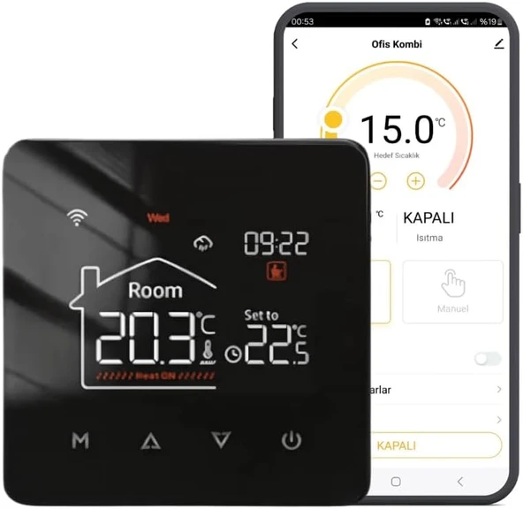 Wifi Kablolu Akıllı Oda Termostatı (Tuya Life Uyumlu) ürün görseli 1