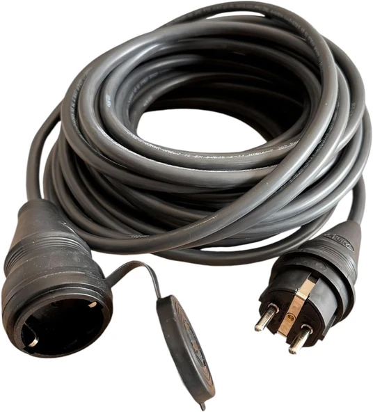 Evden Elektrikli Araba Şarj Uzatma Kablosu Topraklı%100 Bakır 3X2.5Mm (Si̇yah, 20 Metre) ürün görseli 1