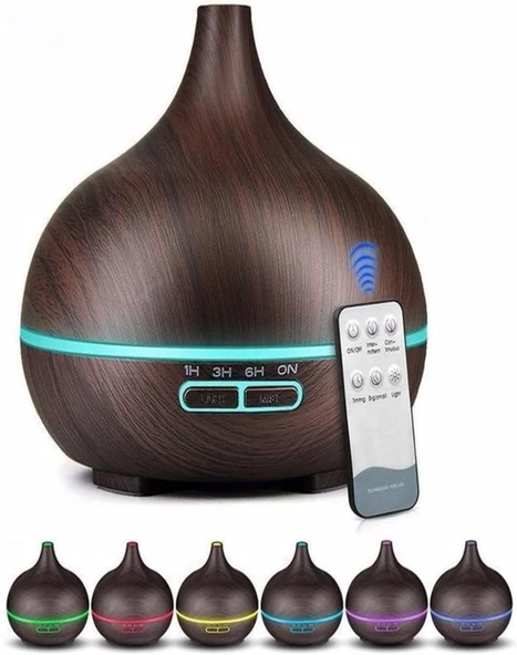 Uzaktan Kumandalı 550Ml Aroma Difüzörü Ultrasonik Hava Nemlendirici Buhar Makinesi Rgb 7 Renk Led, Siyah ürün görseli 1