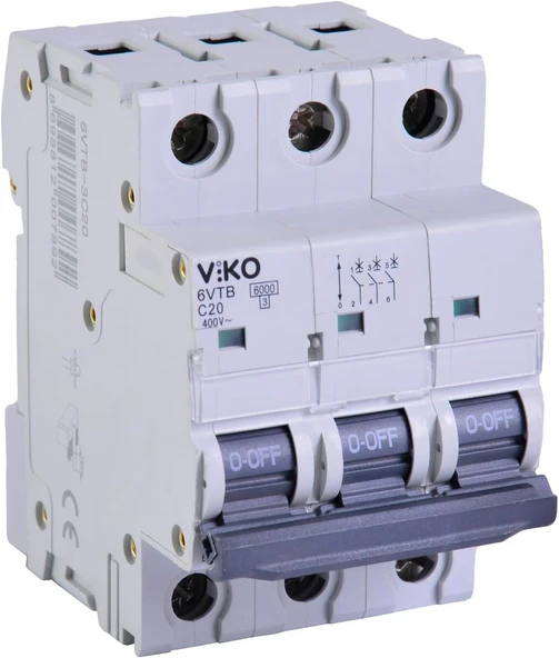 6Vtb-3C20 Otomatik Sigorta 6Ka C Tipi 3 Kutup 20A ürün görseli 1
