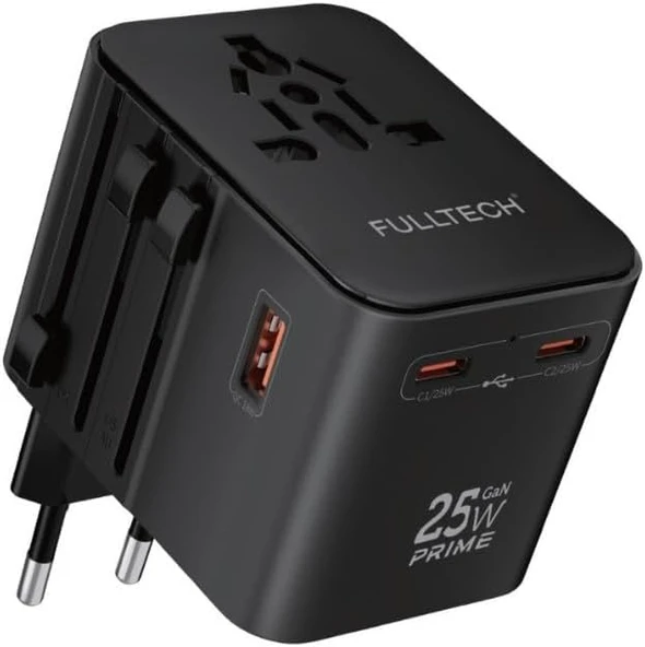 Universal Seyahat Adaptörü, 25W Gan Hızlı Şarj, 2X Usb-C + 1X Usb-A, Universal Adapter, Priz Dönüştürücü, 200+ Ülke Uyumlu, Çoklu Cihaz Şarj, Kompakt Tasarım ürün görseli 1