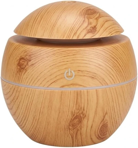 Ahşap Görünümlü Küre Hava Nemlendirici, Led Rgb Işıklı, Ultrasonik Aroma Difüzör, 10 Cm ürün görseli 1