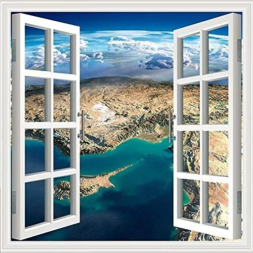 Pencere Poster Duvar Kağıdı Dünya Yapışkanlı Sticker ürün görseli 1