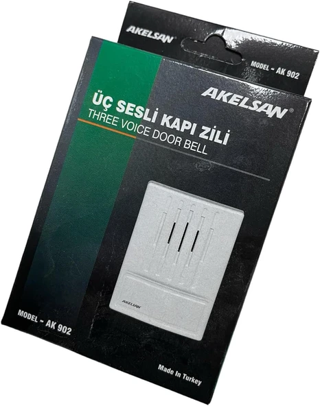 Akelsan Kanarya Kapı Zili Ak-902 – 3 Sesli, 12V Ac, 11X8X2 Cm – Zil Trafosu Ile Uyumlu, Kolay Montaj ürün görseli 1