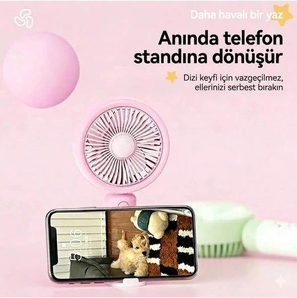 Glr Ys2257 Cute Zoo Serisi Şarj Edilebilir Taşınabilir El Fanı | 3 Kademeli Hız Ayarlı, Boyun Askılı Sevimli Hayvan Figürlü Cep Vantilatörü (Pembe, Ys-2257) ürün görseli 1
