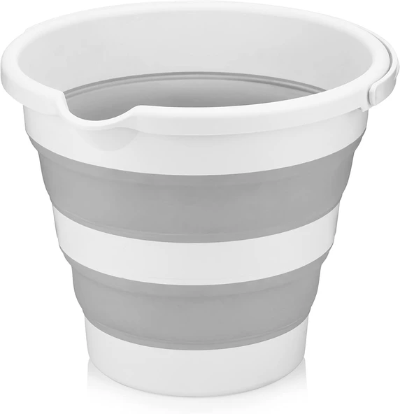 Pratik Katlanabilir Su Kovası 12 Litre Kulplu Gri ürün görseli 1