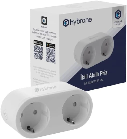 Hybrone Akım Korumalı İkili Wi-Fi Akıllı Priz, 16 Amper, İzleme, Çocuk Kilidi, Uygulama Ile Uzaktan ürün görseli 1