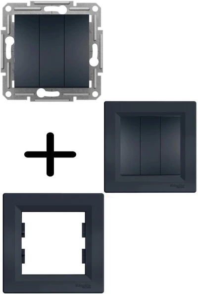 Schneider Electric Eph2100171 Asfora Antrasit Üçlü Anahtar ürün görseli 1