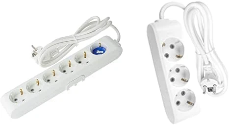 Multi-Let 6Lı Topraklı Kablolu Ç.K 2Mt Priz + Multi-Let 3Lü Topraklı Kablolu Ç.K 3Mt Priz, Beyaz ürün görseli 1
