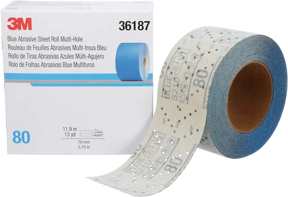 Hookit Zımpara Rulosu, 36187, Çok Delikli, 2,75 Inç X 13 Yd, 80+ Sınıf, Otomotiv Zımparalama Rulo Zımpara Kağıdı, Kaplama Çıkarma Için, Gövde Onarımı, Otomatik Zımpara ürün görseli 1