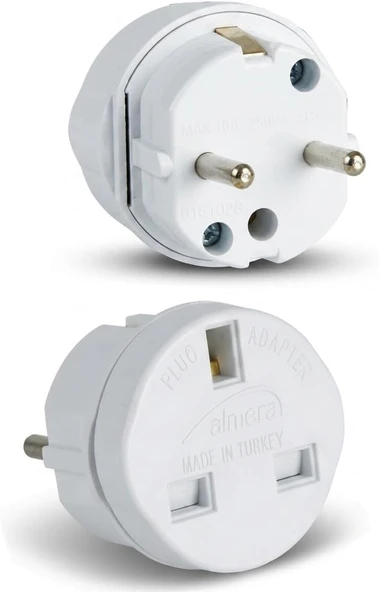 İngiliz Priz Adaptörü, Uk Fiş Dönüştürücü, Topraklı Seyahat Adaptörü; Türkiye Tipi Cihazlar İçin 3500W Güç, Tse & Ce Yanmaz Gövde - İngiltere Dubai Hong Kong Singapur Uyumlu Almera ürün görseli 1