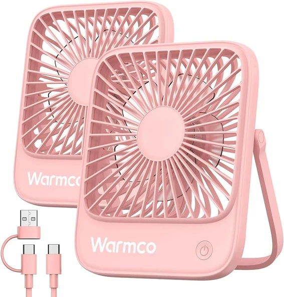Warmco D1 Masaüstü Vantilatör Usb Type-C Bağlantılı Taşınabilir İnce Soğutucu Fan Pembe ürün görseli 1