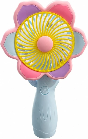 Mini El Fanı Usb Şarjlı Type-C Bağlantılı 3 Kademeli Taşınabilir Elektrikli Fan Masaüstü El Tipi Kullanım Renk Serinletici Fan Sarı Pembe Çiçek ürün görseli 1