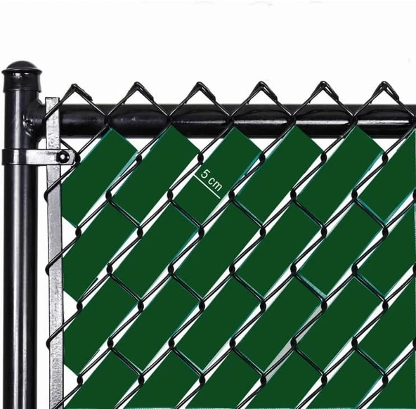 Örgü Tel Koruma Kapatma Gizlilik Bantları Pvc Çit Şeridi (50 Metre) (5Cm Yeşil) ürün görseli 1
