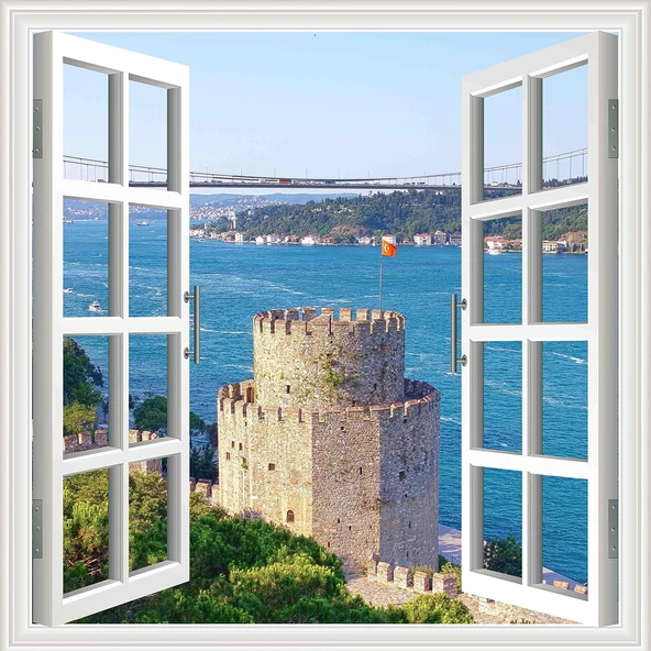 Pencere Poster Duvar Kağıdı Rumeli Hisarı Yapışkanlı Sticker ürün görseli 1