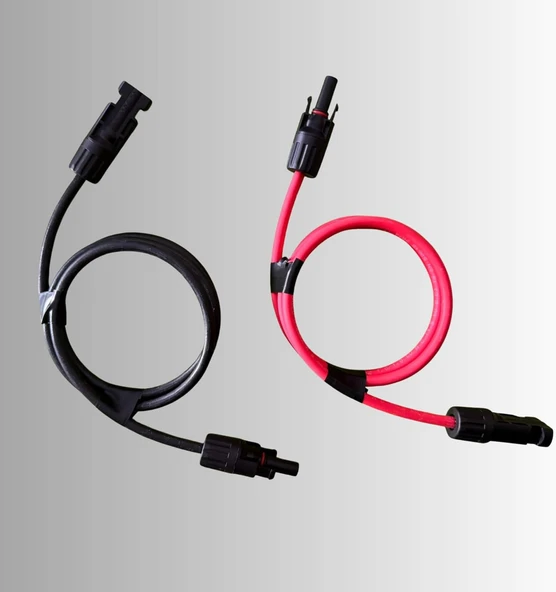 Güneş Paneli Bağlantıları Için Iki Tarafı Mc4 Konnektörlü, Uv Dayanımlı Dc Uzatma Kablo Seti- 1 M Siyah 6 Mm2+1 M Kırmızı 6 Mm2 Kablo ürün görseli 1