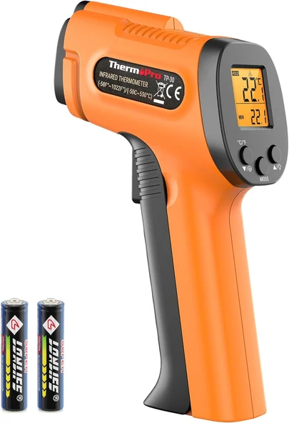 Thermopro Tp30 Yüksek Hassasiyetli Profesyonel Kızılötesi Termometre, -50°C Ila 550°C (-58°F Ila 1022°F) Ayarlanabilir Emisiviteli Dijital Termometre (Vücut Kullanımı İçin Değildir) ürün görseli 1