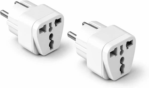 Universal Priz Adaptörü 2’Li Set, Avrupa Tipi Fiş Eu,Çoklu Girişli Seyahat Adaptörü, Tüm Ülkelerle Uyumlu, Kompakt Tasarım, Ev & Ofis & Seyahat İçin Uygun ürün görseli 1