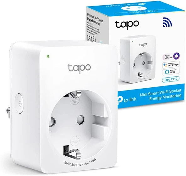 Tapo P110, Mini Akıllı Wi-Fi Soketi, İzleme, Alexa Google Ile Çalışır, Uzaktan Kontrol, Cihaz Paylaşımı, Hub Gerekmez ürün görseli 1