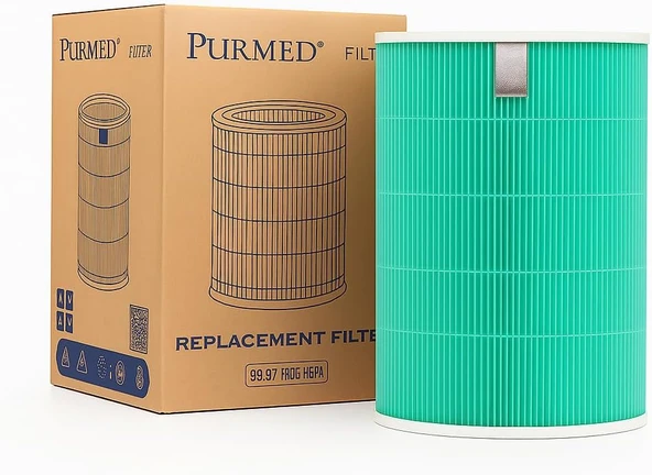 Purmed Mi 1/2 / 3 / Uyumlu Hepa + Değiştirilebilir Karbon Filtre – Yeşil, H13 Filtrasyon, ürün görseli 1