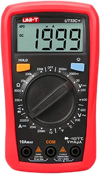 Uni-T Ut33C+, Otomatik Ölçek Seçimi, Voltmetre, Ampermetre, Ac/Dc Voltaj Akım Ölçer, Direnç, Kapasitans, Sıcaklık Ile Taşınabilir Dijital Multimetre ürün görseli 1