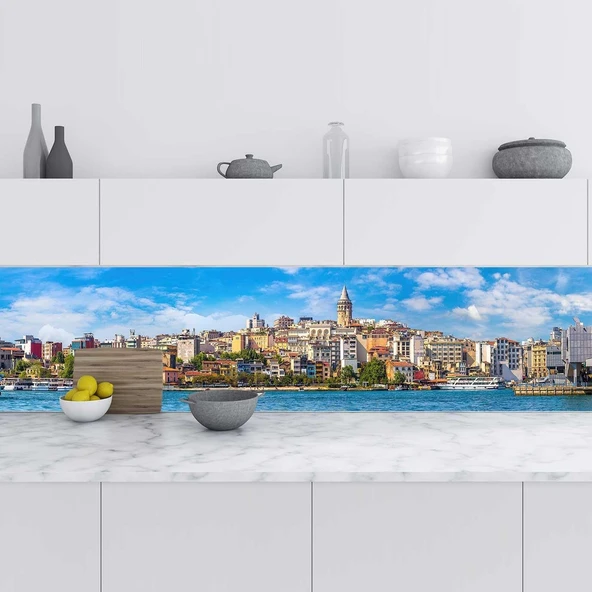 Mutfak Tezgah Arası Folyo Fayans Kaplama Folyosu Istanbul Galata 60X500 Cm ürün görseli 1