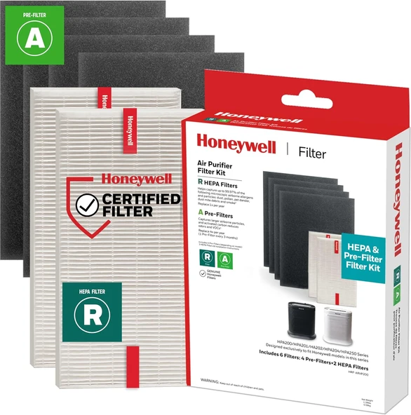 Honeywell Hepa Hava Temizleyici Filtre Kiti – 2 Hepa R Yedek Filtre 4 A Karbon Ön Filtre Dahil ürün görseli 1