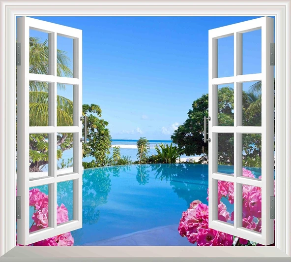 Pencere Poster Duvar Kağıdı Paradise Yapışkanlı Sticker ürün görseli 1