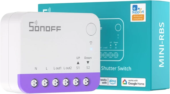 Sonoff Mat Panjur Şalteri Mini-Rbs, 2,4 Ghz Wi-Fi, Mini Boyut, Yüzde Kontrolü, Alexa/Google Home/Homekit/Home Assistant Desteği, Sıfır Iletken Gereklidir, 1 Adet ürün görseli 1