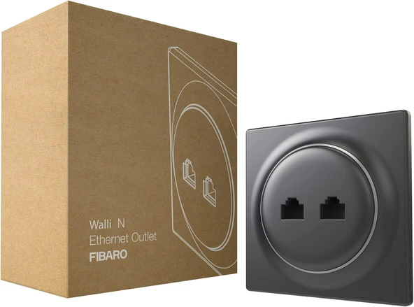 Fibaro Walli N Ethernet Çıkışı/Yüksek Kaliteli Ethernet Çıkışı, 2Xrj45 Cat.6, Antrasit, Fgweeu-021-8 ürün görseli 1