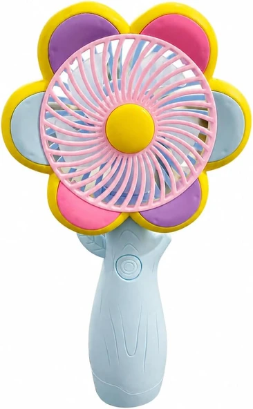 Mini El Fanı Usb Şarjlı Type-C Bağlantılı 3 Kademeli Taşınabilir Elektrikli Fan Masaüstü El Tipi Kullanım Renk Serinletici Fan Pembe Sarı Papatya ürün görseli 1