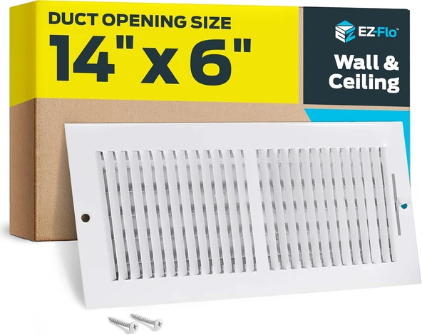 Ez-Flo 61613 Havalandırma Kapağı, 36X15 Cm Duvar/Tavan, İki Yönlü Ventilasyon, Çelik Hvac, Beyaz ürün görseli 1