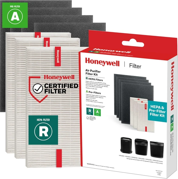 Honeywell Hepa Hava Temizleyici Filtre Kiti - 3 Hepa R Yedek Filtre 4 A Karbon Önceden Kesilmiş Ön Filtre İçerir - Havadaki Alerjen Hava Filtresi Orman Yangını/Dumanı, Polen, Pet Dander Tozu ürün görseli 1