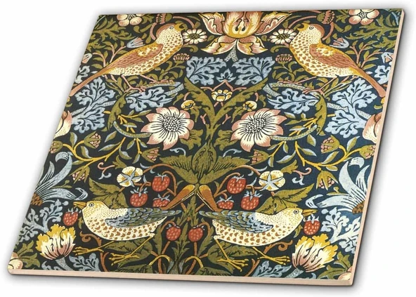 3Drose William Morris Erdbeerdieb Muster – Keramik Fliesen, 6 (Ct 219390 2) ürün görseli 1