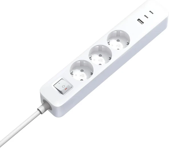 20W Power Strip 3’Lü Priz - 2× Usb-C + 1× Usb-A Hızlı Şarj (Xiaomi Türkiye Garantili) ürün görseli 1