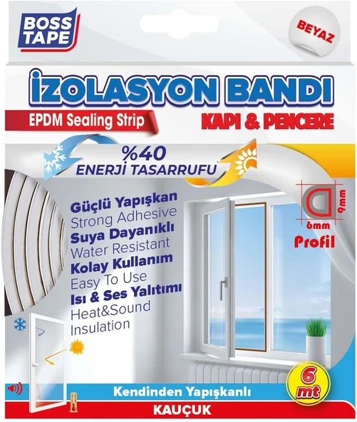 Tape Kapı Pencere İzolasyon Fitili Bandı Beyaz 2X3Mt ürün görseli 1