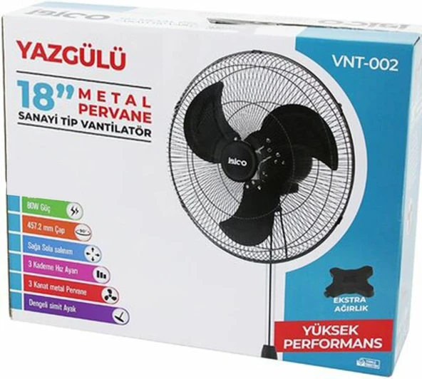 Sanayi Tipi Ayaklı Vantilatör 140Cm – 3 Kademeli 3 Metal Kanatlı 80W Güçlü Fan Inç ürün görseli 1
