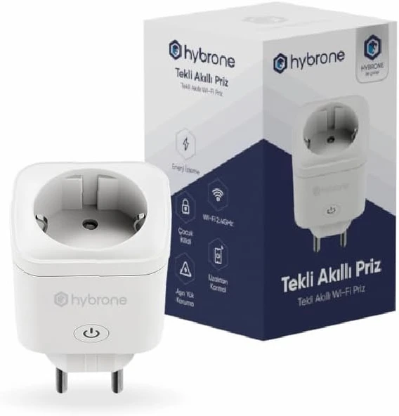 Hybrone Akım Korumalı Wi-Fi Akıllı Priz, İzleme, Çocuk Kilidi, 16 Amper, Uygulama Ile Uzaktan ürün görseli 1