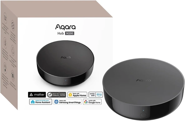 Aqara Hub M200, Matter Controller, Thread Border Router, Aqara Zigbee, Bluetooth, Wi-Fi, Poe, Ir, Alexa, Homekit, Assistant, Smartthings, Google ürün görseli 1