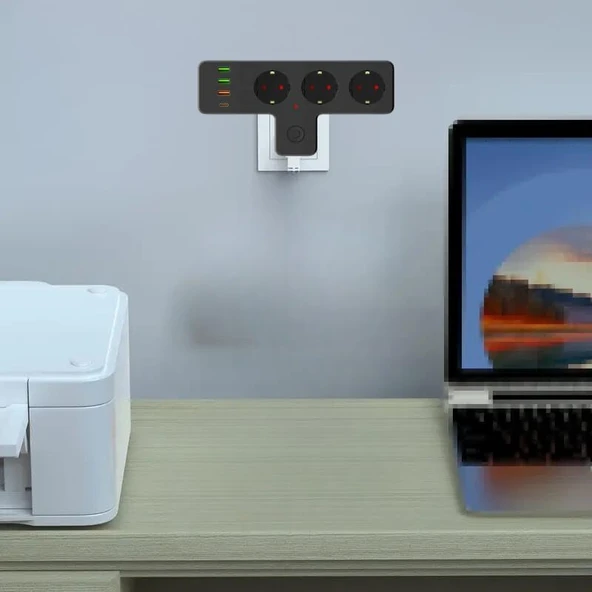 Sna Yeni Nesil 3'Lü Duvar Priz Termal Akım Korumalı Priz 3 X Usb, 1 X Type-C 20W Pd Giriş Ofis Ev Okul ürün görseli 1