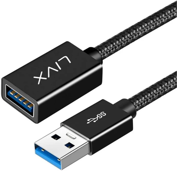 Livx Rope 5Gbps Hızlı Veri Aktarımı Usb 3.0 Erkek Dişi Uzatma Kablosu Halat Örgülü (3 Metre) ürün görseli 1