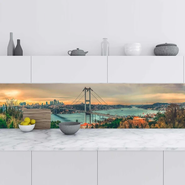 Mutfak Tezgah Arası Folyo Fayans Kaplama Folyosu Istanbul Köprü 60X500 Cm ürün görseli 1