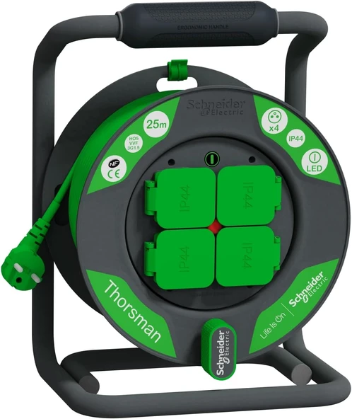 Schneider Electric Sc5Imt33145 Kablo Makarası, Ev Işleri Için, 25 M, Ho5Vvf 3G1,5, Ip44, Yeşil ürün görseli 1