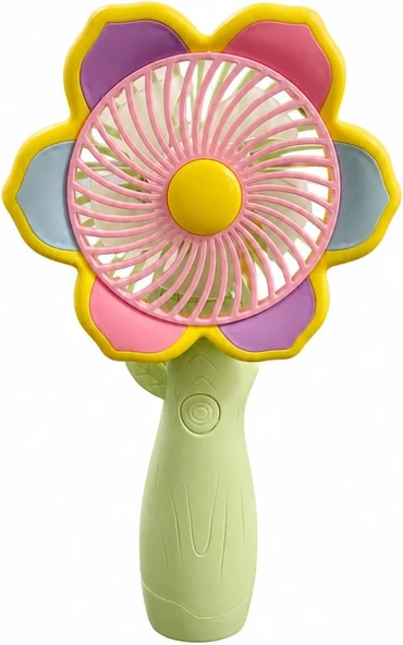 Mini El Fanı Usb Şarjlı Type-C Bağlantılı 3 Kademeli Taşınabilir Elektrikli Fan Masaüstü El Tipi Kullanım Renk Serinletici Fan Yeşil Pembe Sarı Çiçek ürün görseli 1