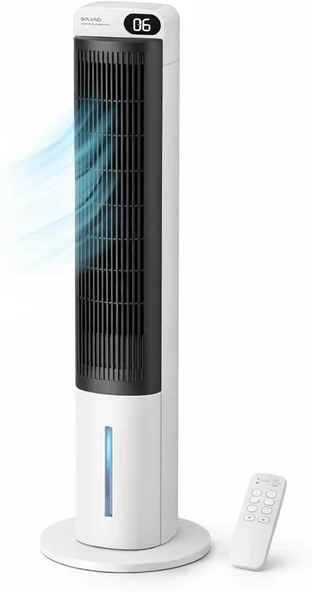 Ev Tipi Kule Tipi Vantilatör & Soğutucu – 70W Güçlü Hava Akışı, 3 Kademe Hız, 3L Su Tanklı Nemlendirici, 24 Saat Zamanlayıcı, Sessiz Çalışma (29 Db), Uzaktan Kumandalı, Lcd Ekranlı ürün görseli 1